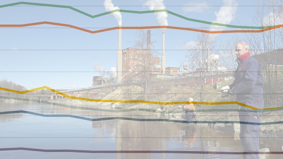linjediagram som ligger över två personer som fiskar