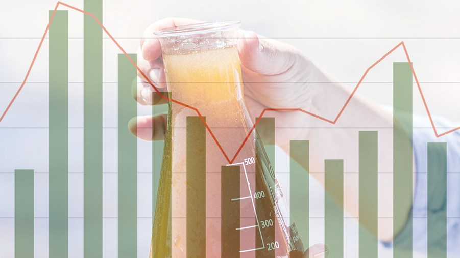stapeldiagram som ligger över forskningsutrustning